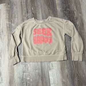 Seek Happy Beige and Pink Girls Sweatshirt